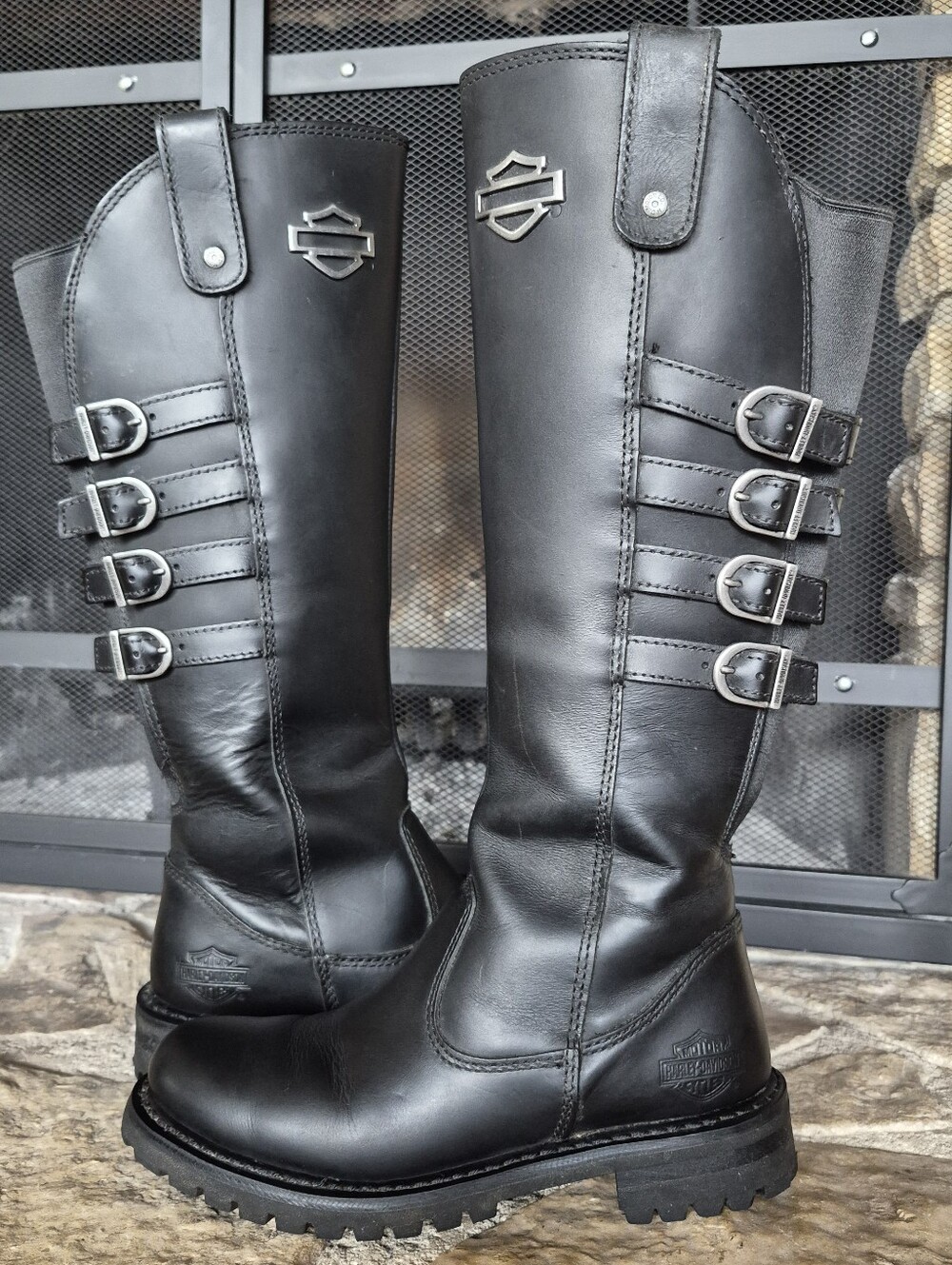 Harley Davidson Josi 15-Inch Black Leather Motorcycle Boots D87038 Women's 6